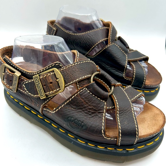 MIE Vintage Dr Martens Sandals Chunky Fisherman Platform Brown 90s Y2K 9067 RARE - Picture 3 of 14